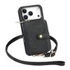 For iPhone 17 Pro Max PU Leather Phone Back Cover with Zipper Card Holder and Long Strap