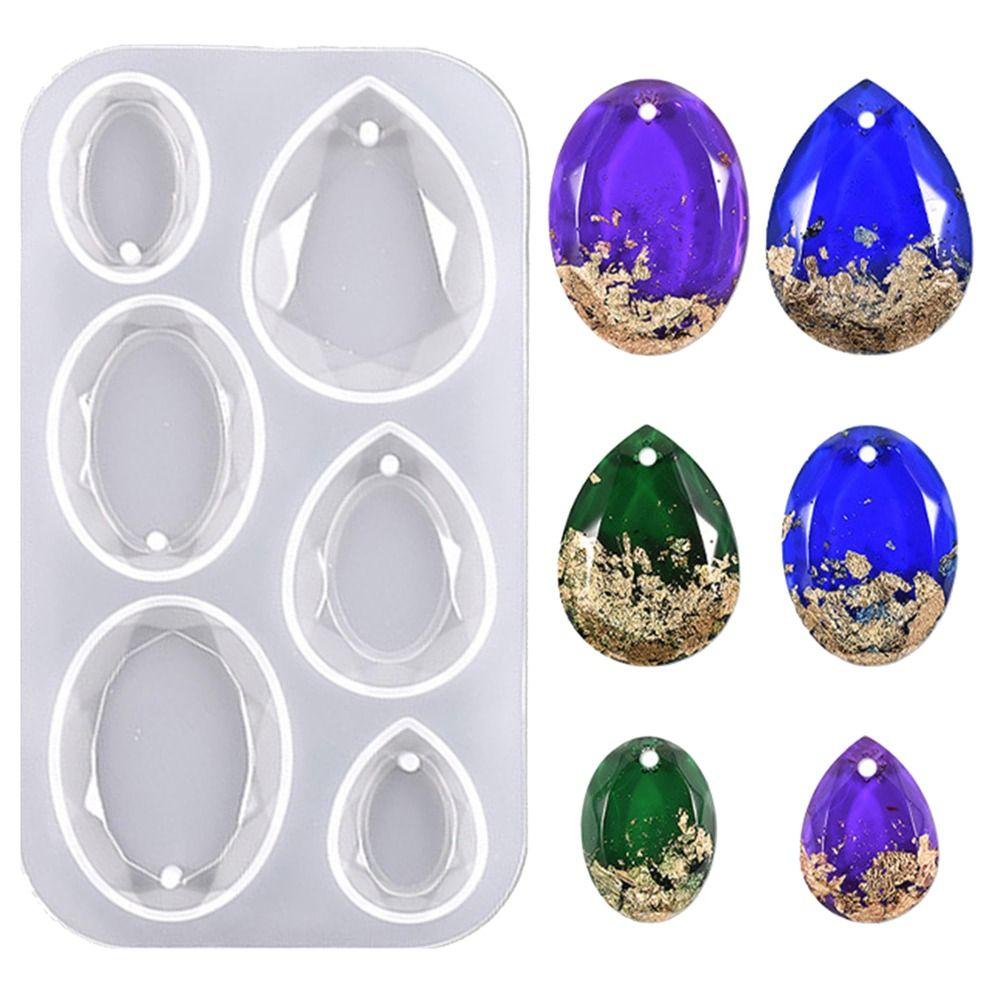 Waterdrop Oval Shape Silicone Pendant Mold 6 Cavities Epoxy Resin Mold  Jewelry Making