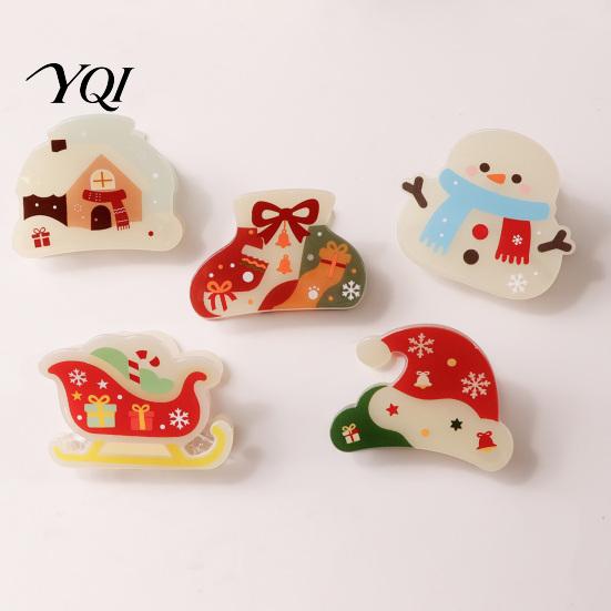 Fashionable Hair Jewelry for Winter Outfits Christmas Cartoon Claw Clip, Cute Holiday Clip Women, Non-slip Theme Ornaments Friends Strong Hold Acrylic