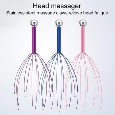Krake Kopfmassagegerät Edelstahl Gehirnmassage Klaue Kopfhautkratzer Gravierter Kopf