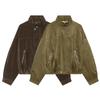 Dámská oversized cropped bunda z alpaky s fleecem, stojáček, streetové oblečení
