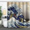 Waterproof Curtain With Mildewproof Shower Sea Wave Dinosaur Whale And Cat Print