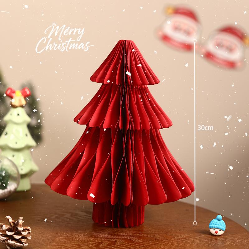 Büyük Yılbaşı Ağacı Süsü 3D Petekli Top Katlanabilir Kağıt Xmas Ağacı Navidad Dekorasyonları Masaüstü Asılı Xmas Dekor