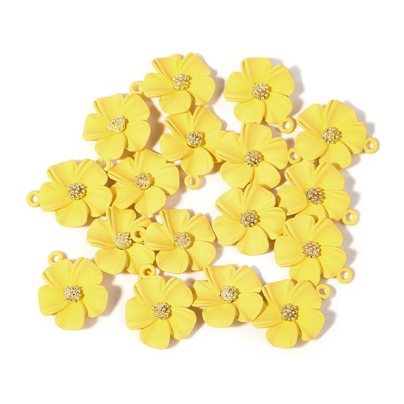 Colored Five Petal Flower Pendant Women Summer Lovely Bracelets Necklace Charms Diy Alloy Jewelry Making Accessories