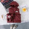 Backpack-ear Children's Down Cotton Vest, Autumn and Winter Thick Outerwear Hooded Vest for Boys and Girls