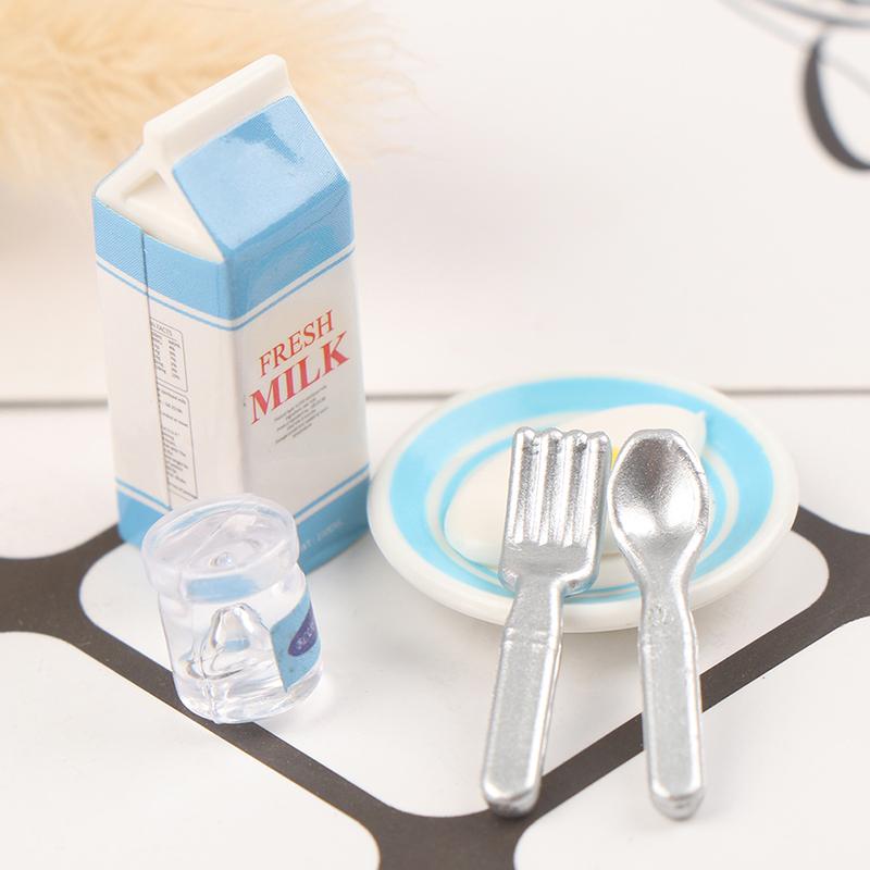 6Pcs Dollhouse Miniature Eggs And Milk Toys Doll Food Kitchen Accessories