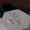 French-style Pearl Earrings for Women, Featuring a Minimalist Design, a Nearly Perfect Round Shape, and a High Luster, Made with Freshwater Pearls