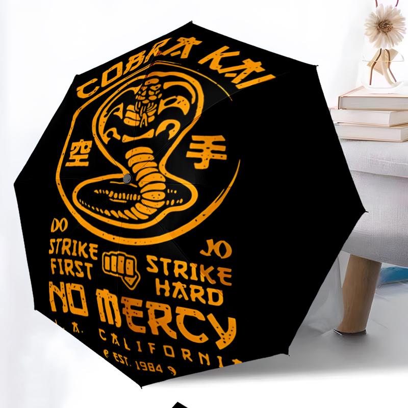 Cobra Kai Fashionable Automatic Opening/Closing Folding Umbrella. Portable and Foldable, Ideal for Gift, Travel, and Daily Use.