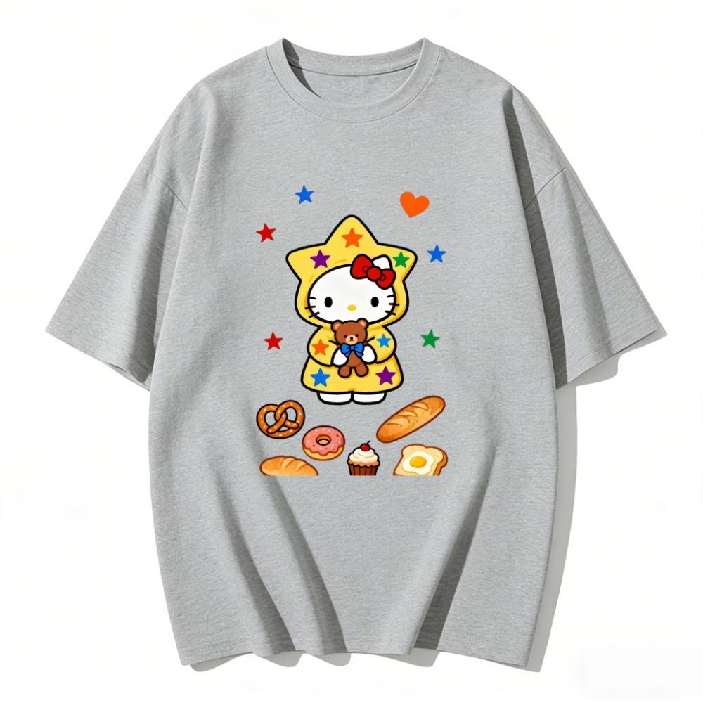 Summer Hello Kitty Cartoon Print Short-Sleeve T-Shirt, Women's T-Shirt, Classic and Stylish Top