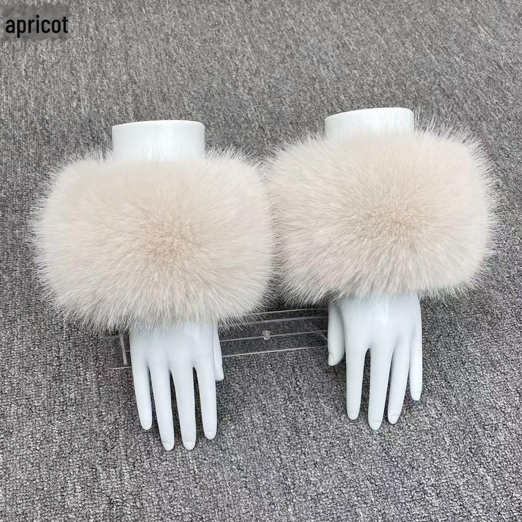 

Женские зимние плюшевые меховые манжеты на запястья - перчатки с рукавами из искусственного меха лисы, енота, кролика. абрикосовый