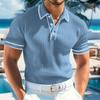 Herren einreihiges Kragen Kurzarm Freizeit Sport T-Shirt