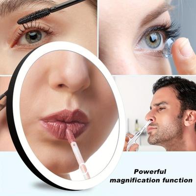 10/20/30X zvětšovací zrcátko s 3-barevnou LED přísavkou Stmívatelné USB dobíjecí přenosné cestovní do ruky Muži ženy make-up toaletní zrcátko