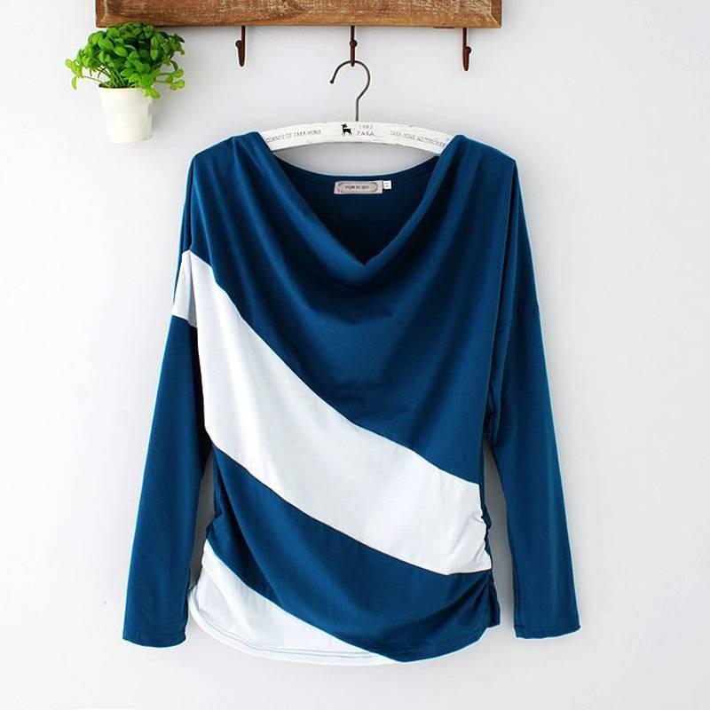 Women's Trendy Soft Batwing Long Sleeve Casual Blouse With Elegant Splicing Design