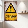 Vintage Weathered Metal Warning Sign Danger Triangle Exclamation Mark Rustic Brown Wall Art for Home Office Decor
