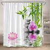 Zen Shower Curtain Natural Flowers Butterfly Grey Stone Reflection Spa Scenery Home Bathroom Decor Polyester Fabric Bath Curtain