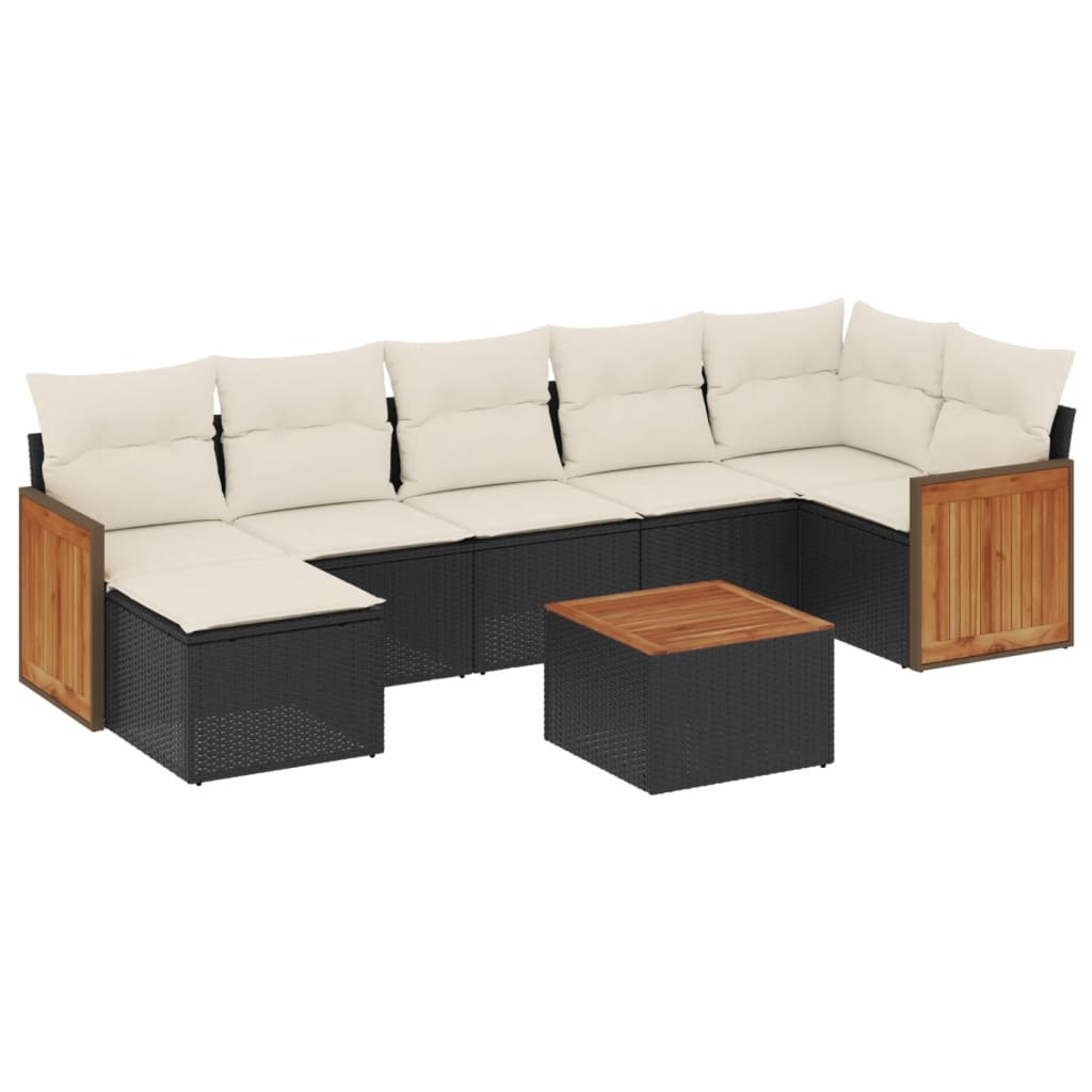 Vidaxl 8-Cz. Garden Lounge Set, With Cushions, Black