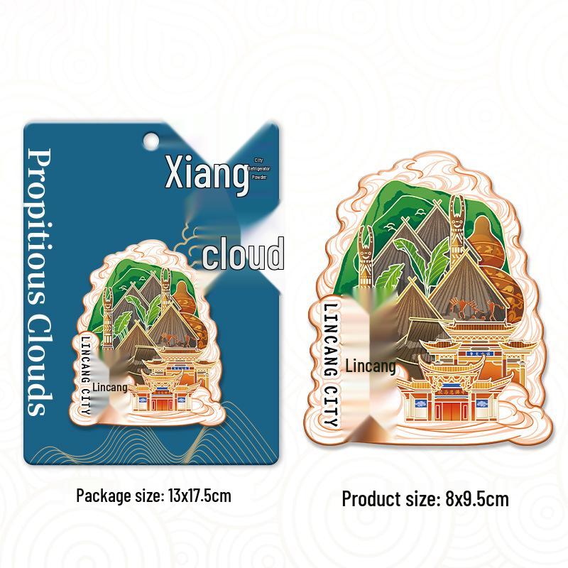 

Туристический магнит города Линьцан, Юньнань: Национальные достопримечательности Металлическая и деревянная сувенирная наклейка