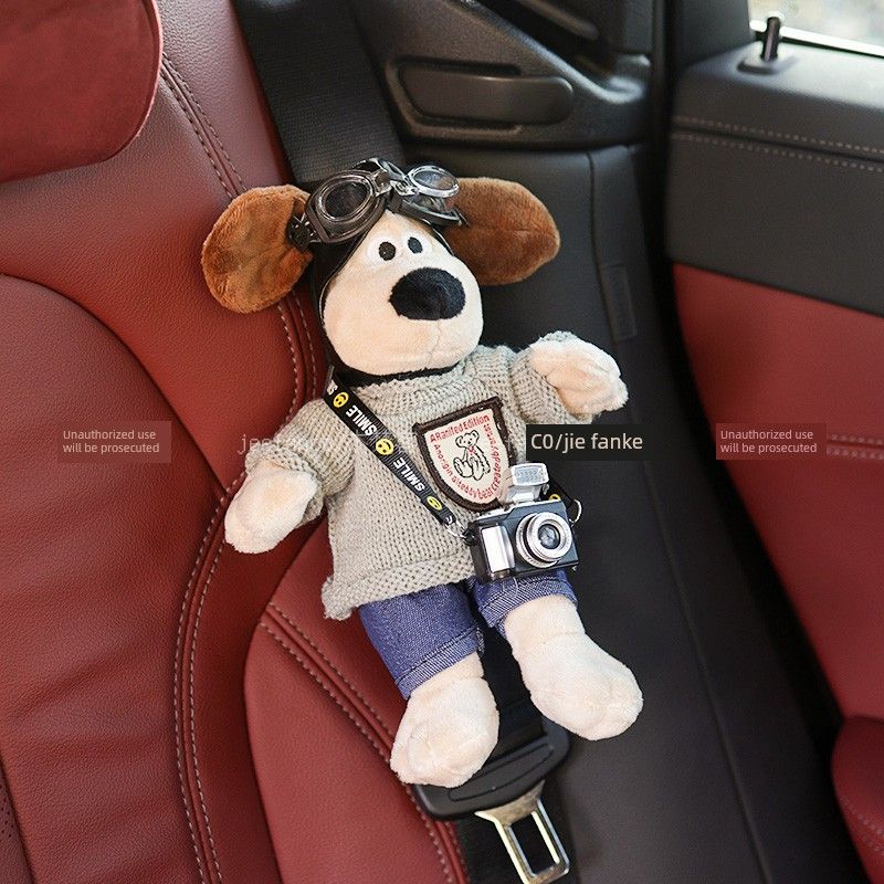 Car Seatbelt Shoulder Pad Cute Cartoon High-End Style Dog-Shaped Car Protective Cover Anti-Neck Strain Car Decoration