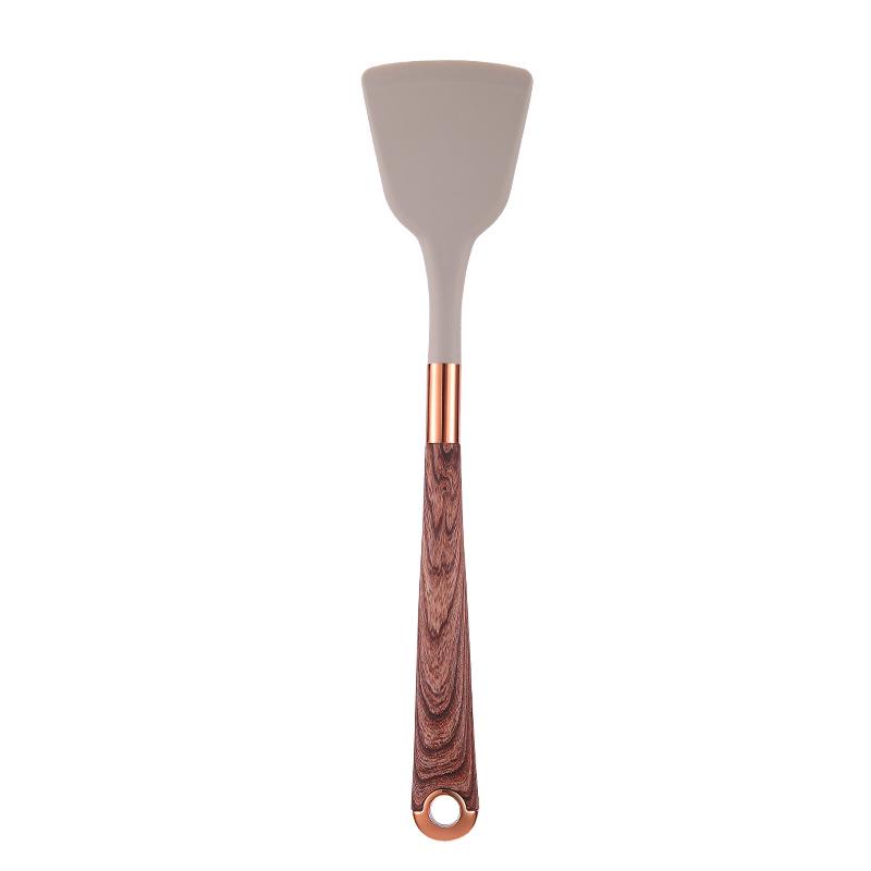 12-Piece Silicone Wood-Grain Non-Stick Cookware Set with Heat-Resistant Spatula and Spoon