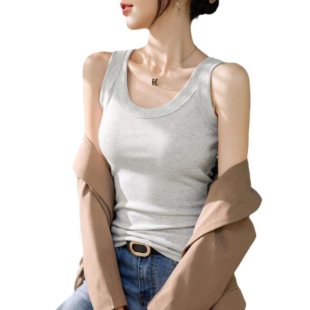 Threaded Cotton Suspender Vest for Women's Summer Breast Protection and Anti-exposure Inner Base Top