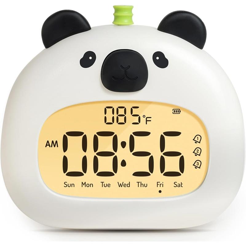 

A96I-Alarm Clock For Kids Panda Sleep Trainer, USB Rechargeable, 3 Alarms Timer, Wake Up Helper Gift For Boys& Girls білий