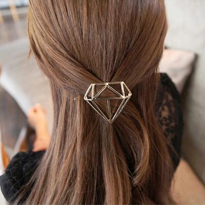 Stylish, Hollow Diamond Shape Personalized Hairpin Edge Clip Hair Accessories, Metal Simple Word Clip, Hairpin