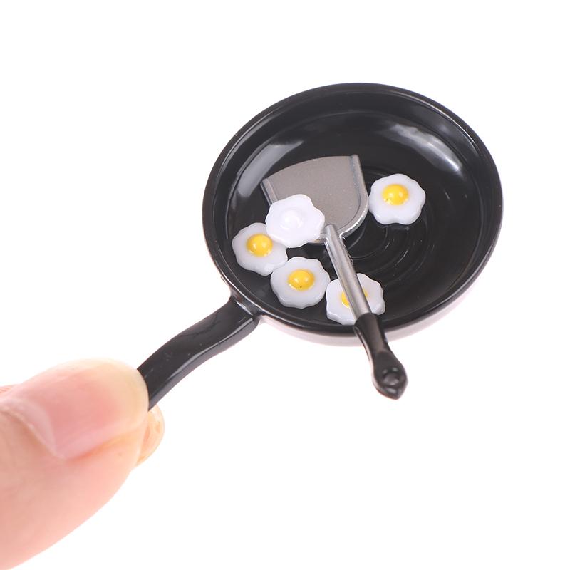 1/12 Dollhouse Simulation Fried Egg Frying Pan Set Dollhouse Miniature Kitchen Decoration Dolls House Accessories