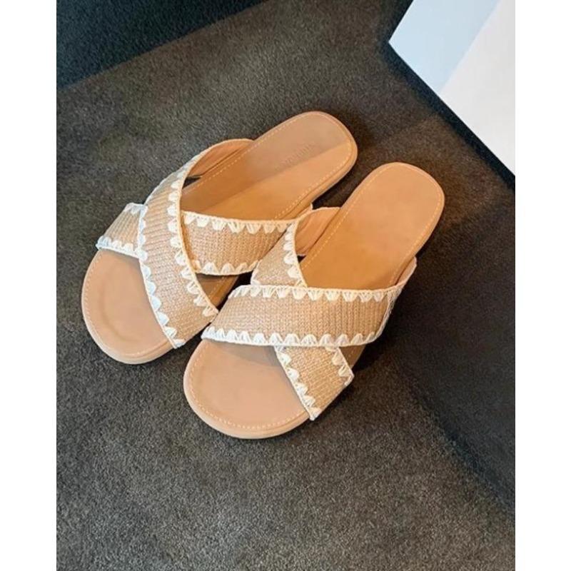 Versatile Shoes Woven Shoes Crossed One-line Versatile Sandals Dragging Women's Shoes New Style Shoes Devotion