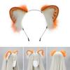 Cat Foxes Wolf Ears Headband Headwear Long Furs Ears Headband Animal Furry Ears Hair Hoop Halloween Cosplay Costume Gift  Orange