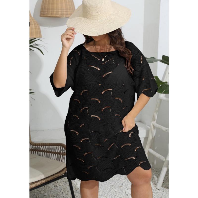 

Женское пляжное платье-бикини больших размеров с вырезом на шее one size чёрный