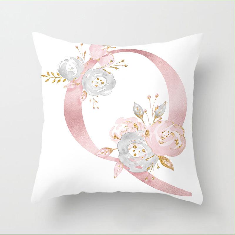 Letter Pink Floral Decoration Pillowcase Car Cushion Cover Pillowcase Sofa Cushion Decoration Living Room Home Decor Pillowcase