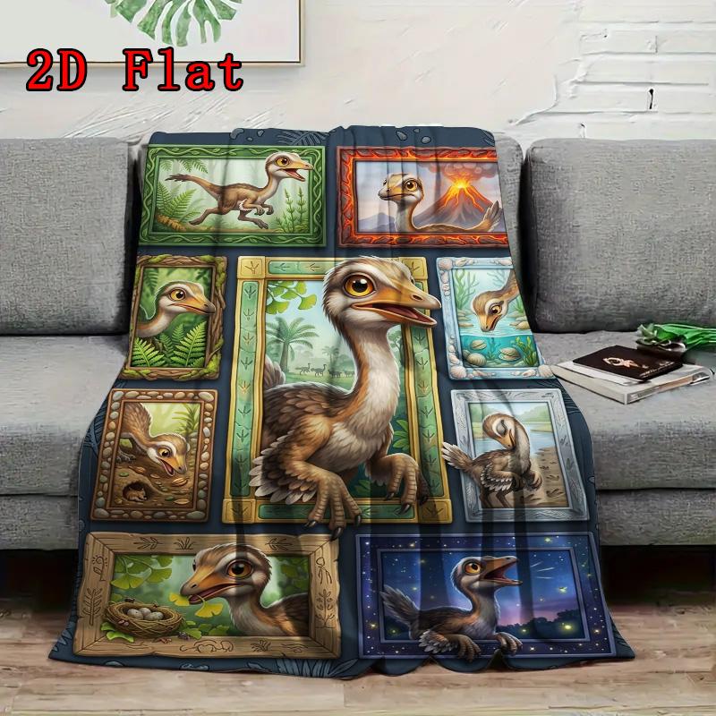 Prehistoric Avian Evolution 2D Flat Pattern Flannel Blanket, High Quality All Seasons, Home Decor, Warmth and Comfort, Perfect for Christmas Gifts.