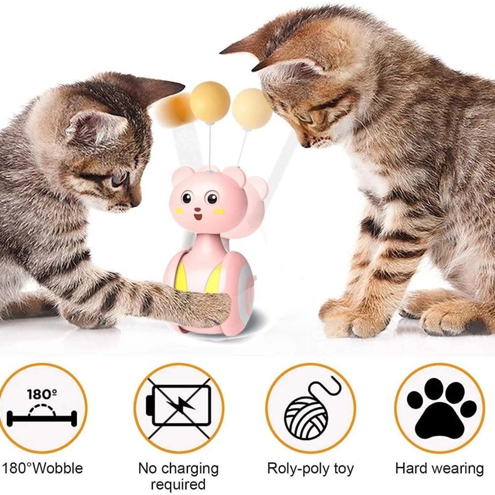 Cat Interactive Feather Toys Pet Bumbler Funny Toy Cat Rolling Teaser Balance Feather Wand Toys Rotating Ball Pets Accessories
