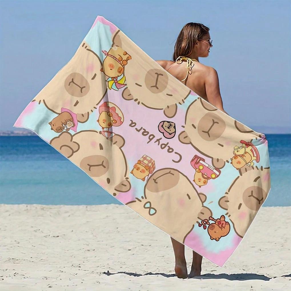 Capybara Cartoon Beach Towel Quick-Drying Small To Largetowel For Beach Pool Sport Yoga Gym Home Towel Gift For Friend Sand Free