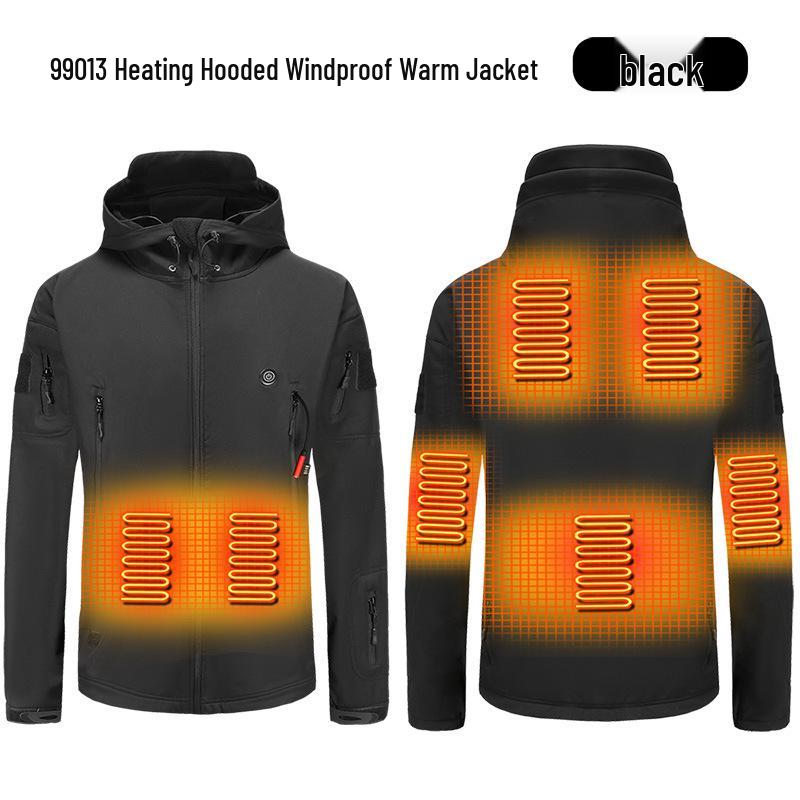 Smart Heated Ski Jacket with Velvet, USB-Powered, Windproof for Winter Sports & Mountaineering 10,000mAh power bank чёрный