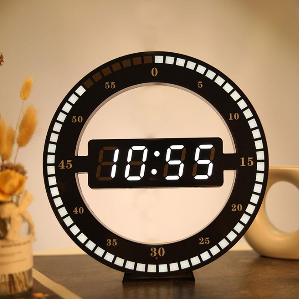 12 Inch Digital Electronic Clock Modern Minimalist Art Design Plastic Home Decoration Bedroom Silent Wall LED Round Fashion
