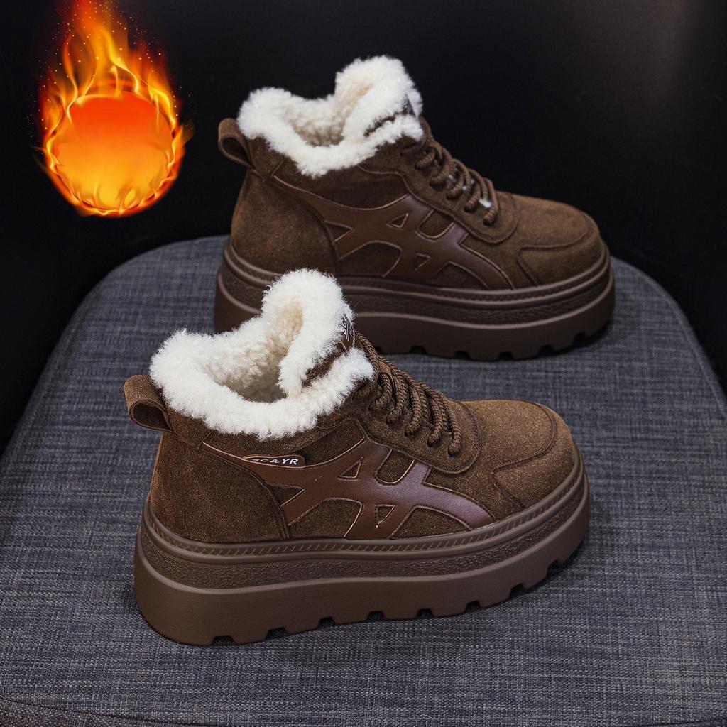 Thick-soled Snow Boots, New High-top Shoes with Fleece Cotton, Casual Dad Shoes for Women