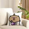 Capybara Cushion Cover Reversible Plush Pillow Cover Soft Fluffy Home Decor for Sofa Bedroom