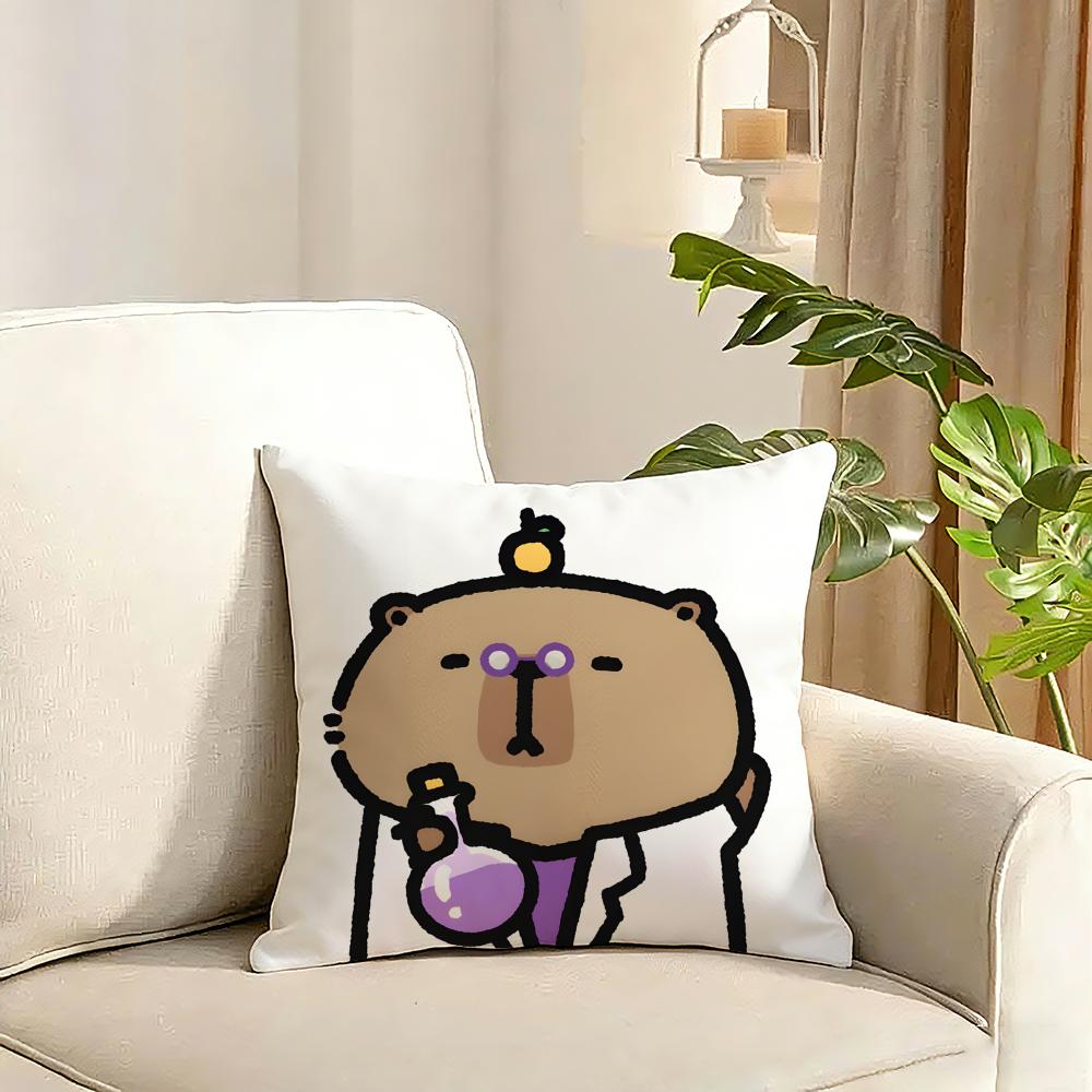 Capybara Cushion Cover Reversible Plush Pillow Cover Soft Fluffy Home Decor for Sofa Bedroom