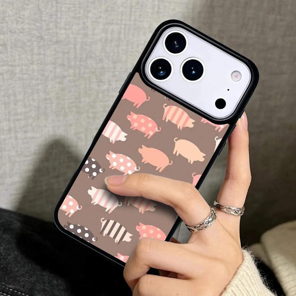 Capa Case for iPhone 17 Air 16 Pro Max 15 Plus 11 13 Mini 14 12 Back Phone Cover cute pig