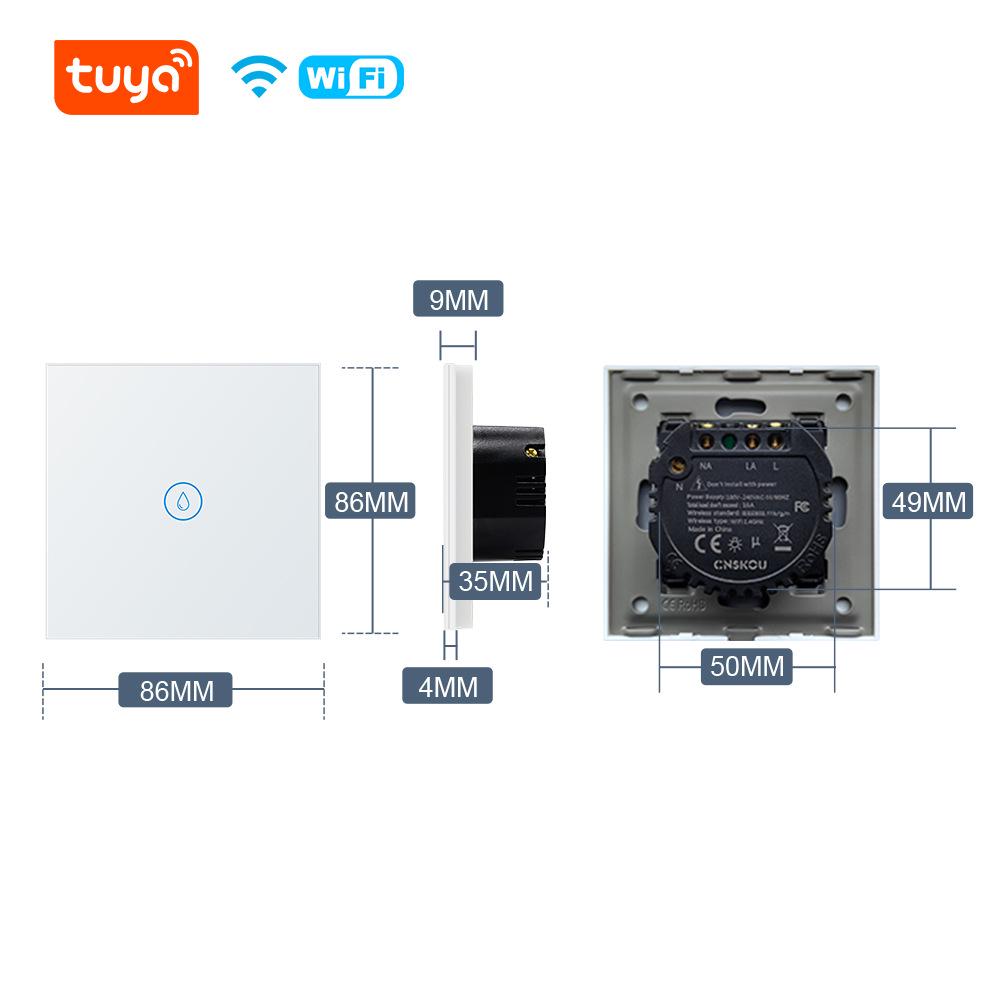 EU Standard 20A Double Pole Smart Switch with Touch & Tuya Alexa Control for Water Heaters