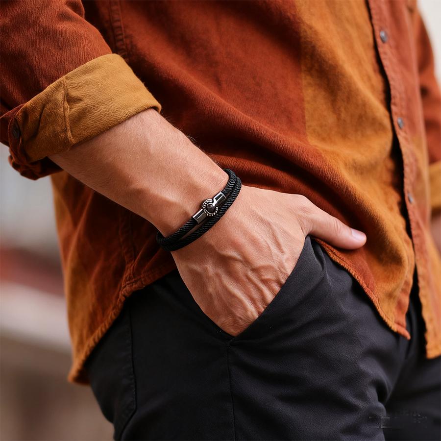 Noter Fashion Men Bracelet With A Grade 4mm String Bilayer Unique Magnet Buckle Cord Chain Braslet Multiple Colors Available