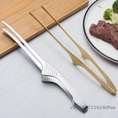 1 Pc Food Grilling Tongs Stainless Steel Kitchen Grill Tongs Cooking Outdoor Grilling Non-stick Steak Tongs Baking Tools