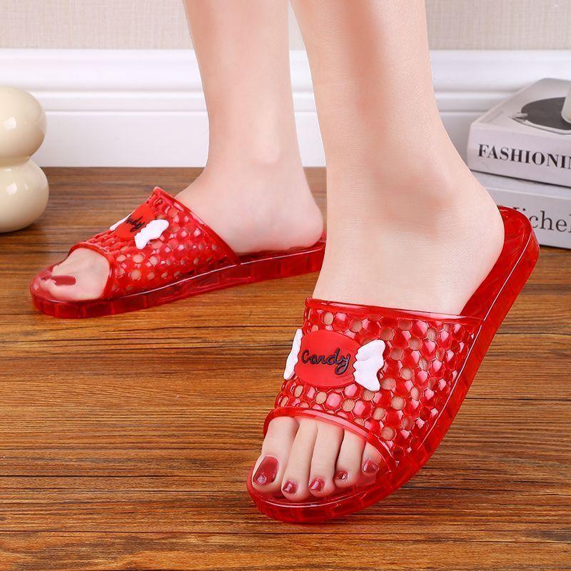 New Crystal Flat Bottom Thick Slippers Glass Slippers Women's Summer
