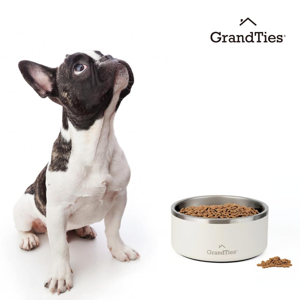 GRANDTIES Vacuum Insulated Pet Bowl, 1890ml, Color Granberry, for Dogs and Cats, Stylish Premium Pet Bowl, Keeps Food Hot and Cold, with Non-Slip