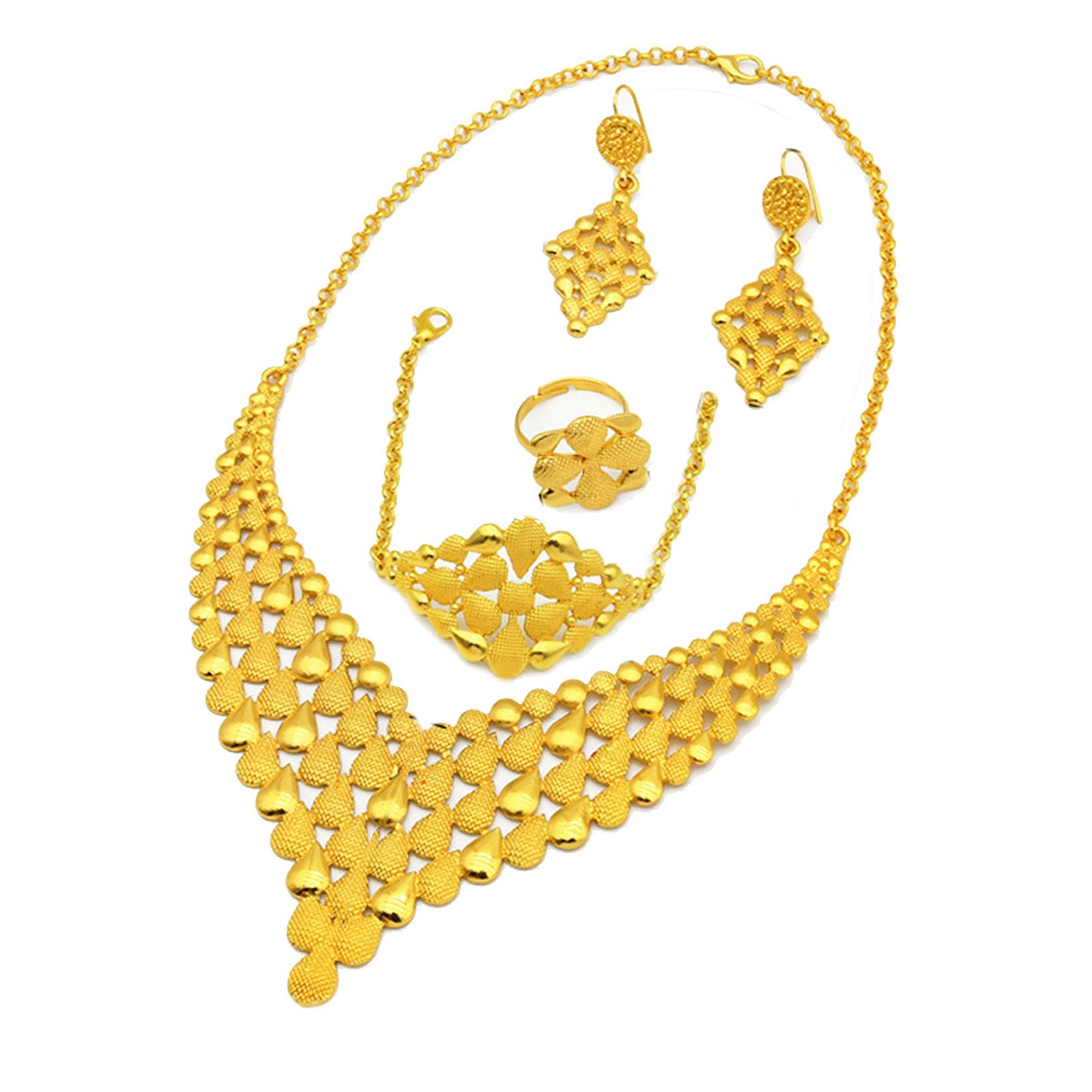 

Elegant Bridal Jewelry Set Sophisticated Gold Plated Bridal Jewelry Set Necklace Earrings For Formal Events