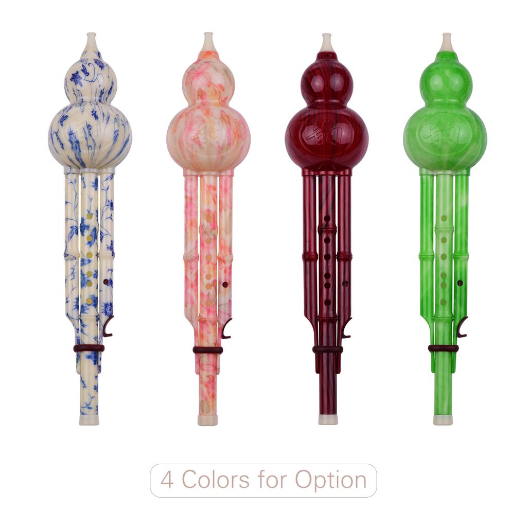 2 Tone C Key Hulusi Gourd Cucurbit Flute Resin Pipes Chinese Traditional Instrument with Chinese Knot Carry Case for