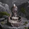 Quemador de Incienso Artesanal Quemador Esqueleto, Portaconos Cascada de Flujo Inverso, Soporte Decorativo Calavera Gótica para Hogar Varilla Decoración Halloween, Meditación