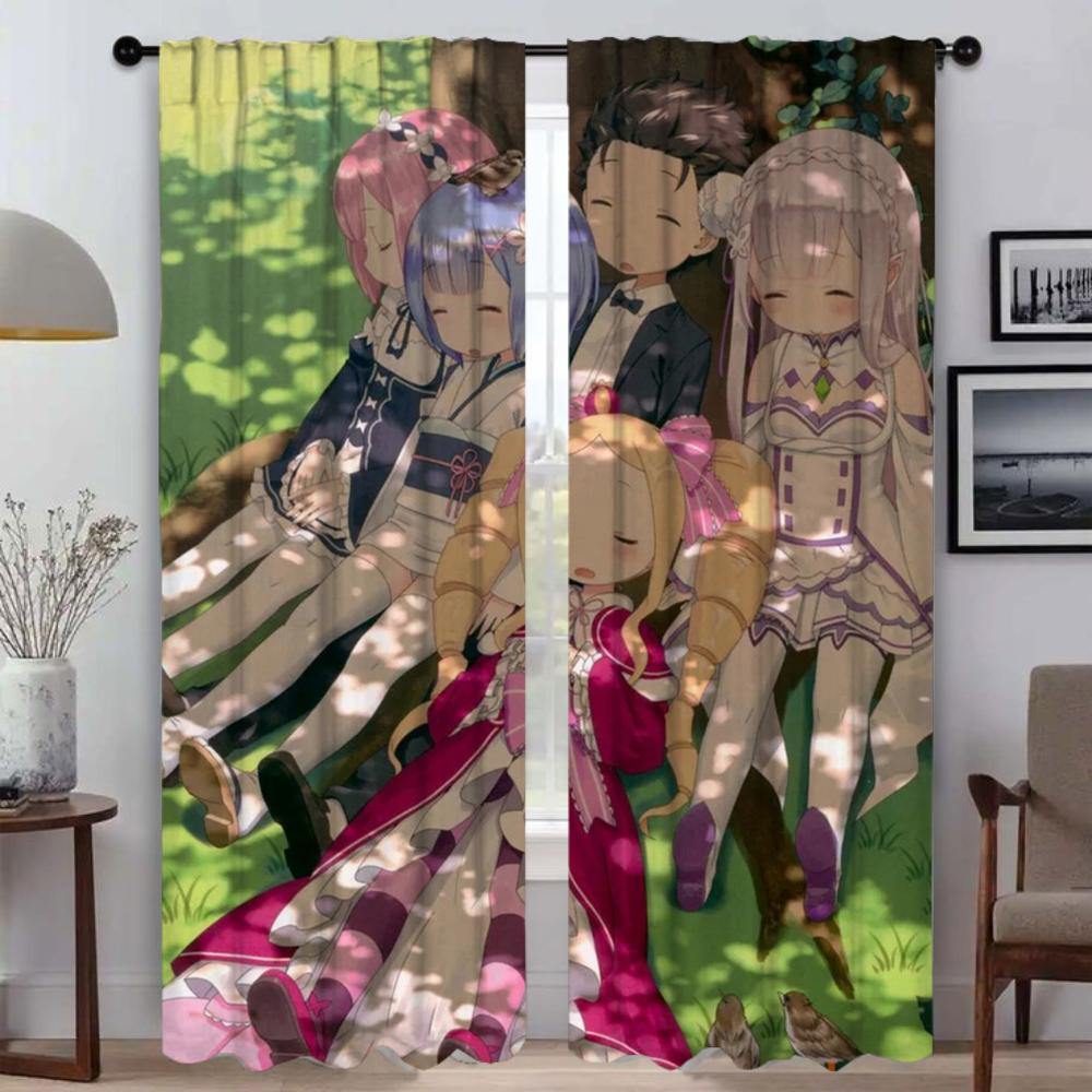Curtains for Bedroom Re-zero Shades Window Curtain for Room 2 Panel Partition Home Interior Curtains Halloween Decoration Living