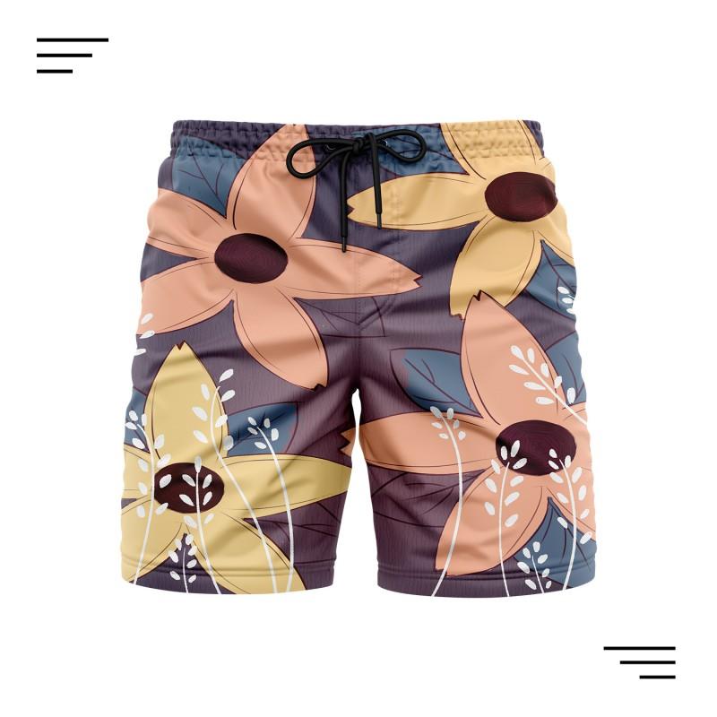 Mens Quick-Dry Beach Shorts With Digital Print Loose Fit Vacation Travel Sports